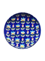 Lotus Florals in Blue Pottery Plates by Vikram Singh Kharol for Sale