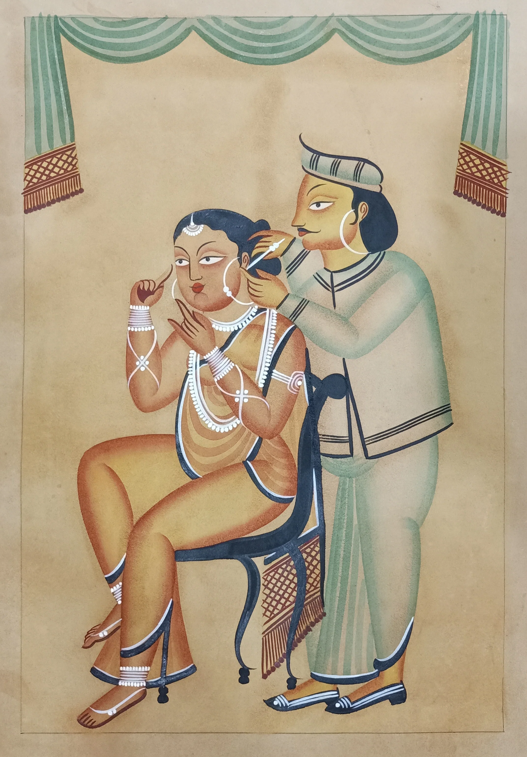 Buy Lovers handpainted in Kalighat style by Hasir Chitrakar