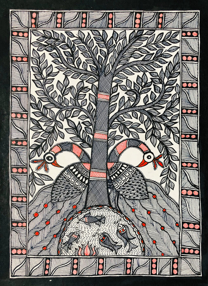 Buy Lush abudance - Vitality of Life Madhubani Art by Ambika Devi