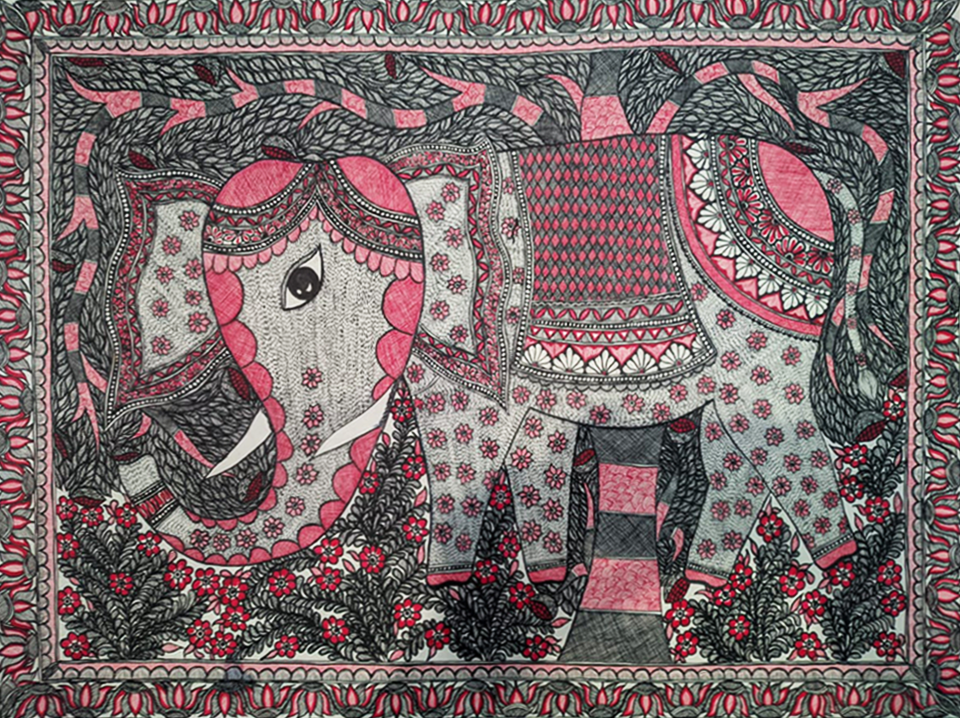 Shop A Royal Elephant in Madhubani by Ambika Devi