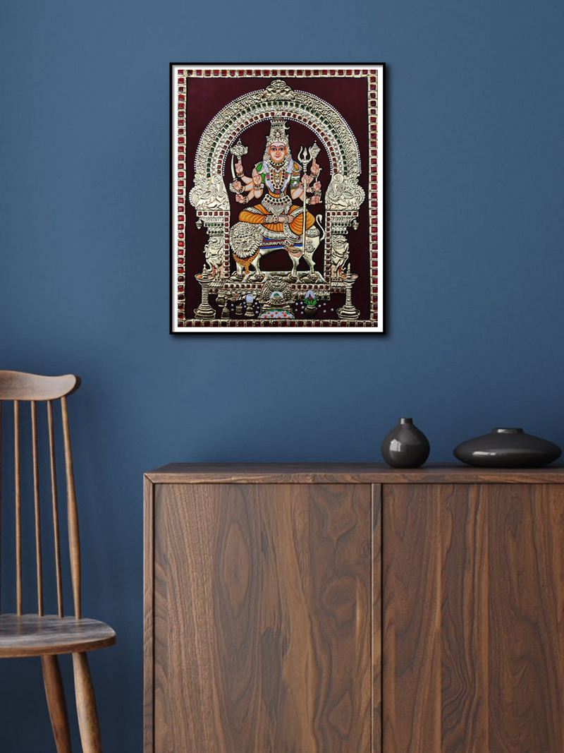 Maa Durga Tanjore Painting by Sanjay Tandekar for sale