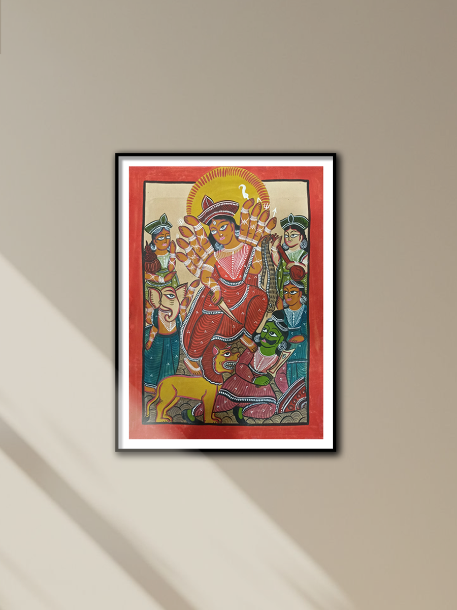 Shop Maa Durga handpainted in Kalighat style by Manoranjan Chitrakar