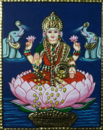 Maa Lakshmi, Tanjore Painting by Sanjay Tandekar