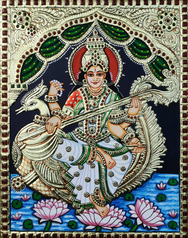 Buy Maa Saraswati Tanjore Painting by Sanjay Tandekar