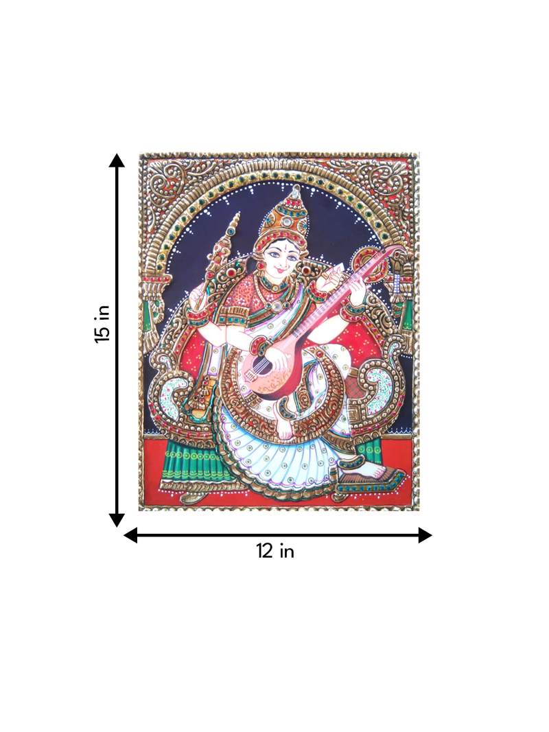 Maa Saraswati Tanjore Painting by Sanjay Tandekar