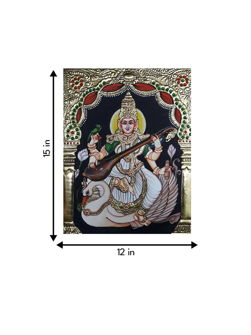 Maa Saraswati Tanjore Painting by Sanjay Tandekar