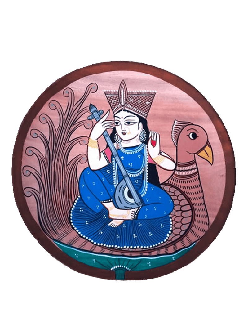 Buy Maa Saraswati Khalighat Wooden Wall Plates at memeraki.com