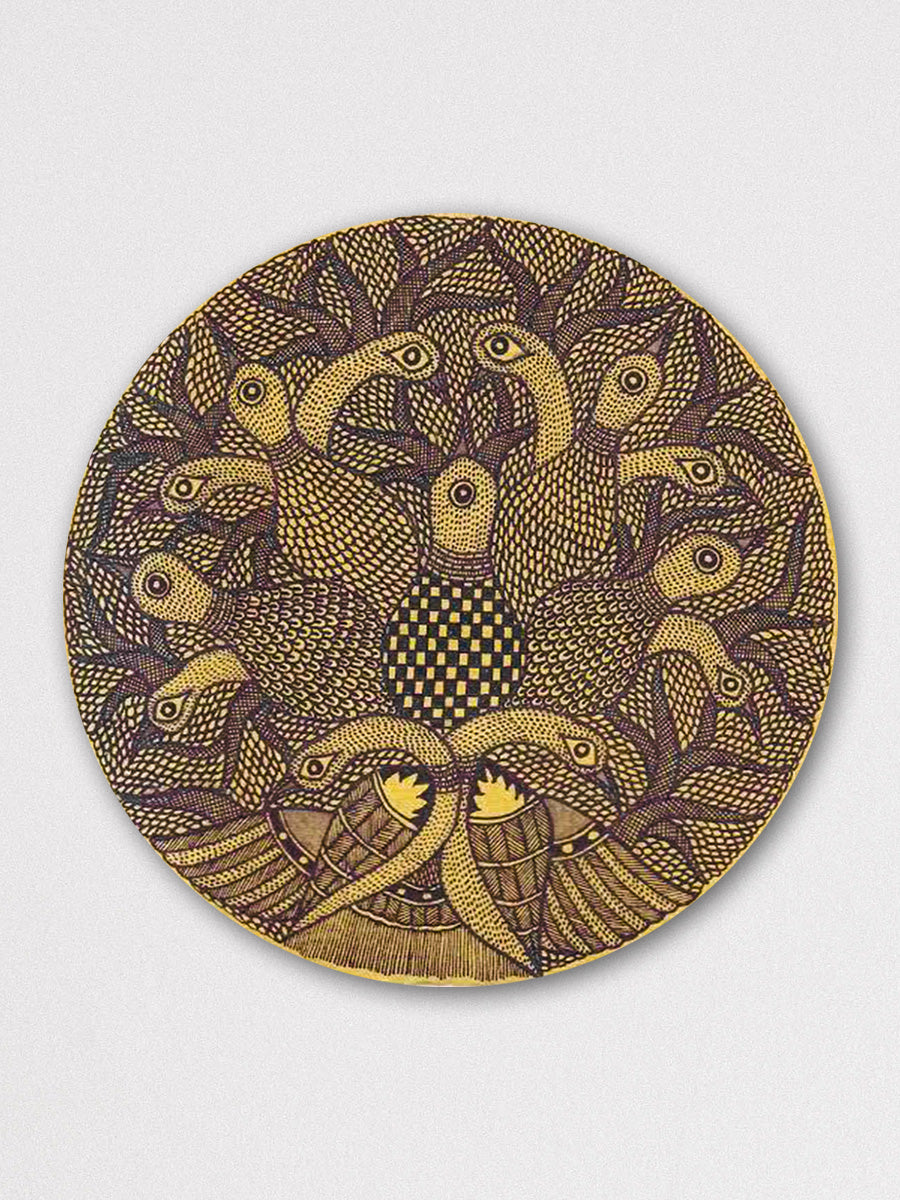 peacock Madhubani Art Wall Plates for Sale