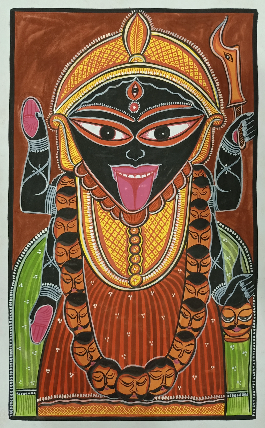 Buy Mahakali handpainted in Kalighat style by Manoranjan Chitrakar