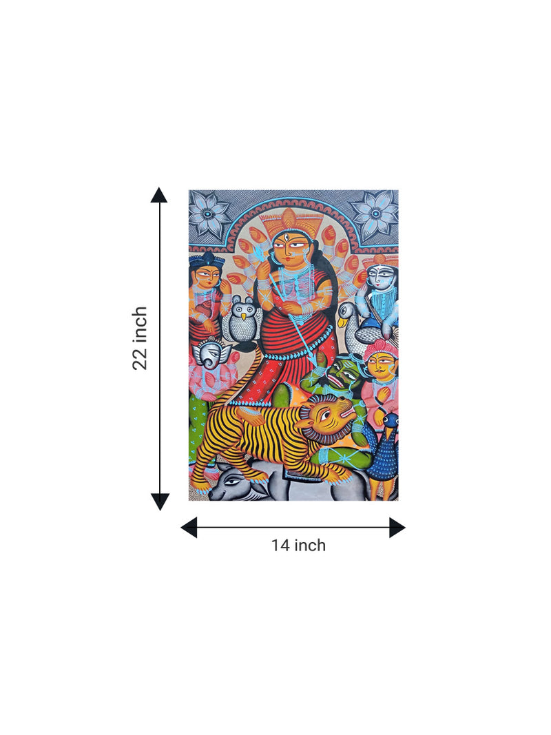 Mahishasuramardini in Bengal Pattachitra for sale