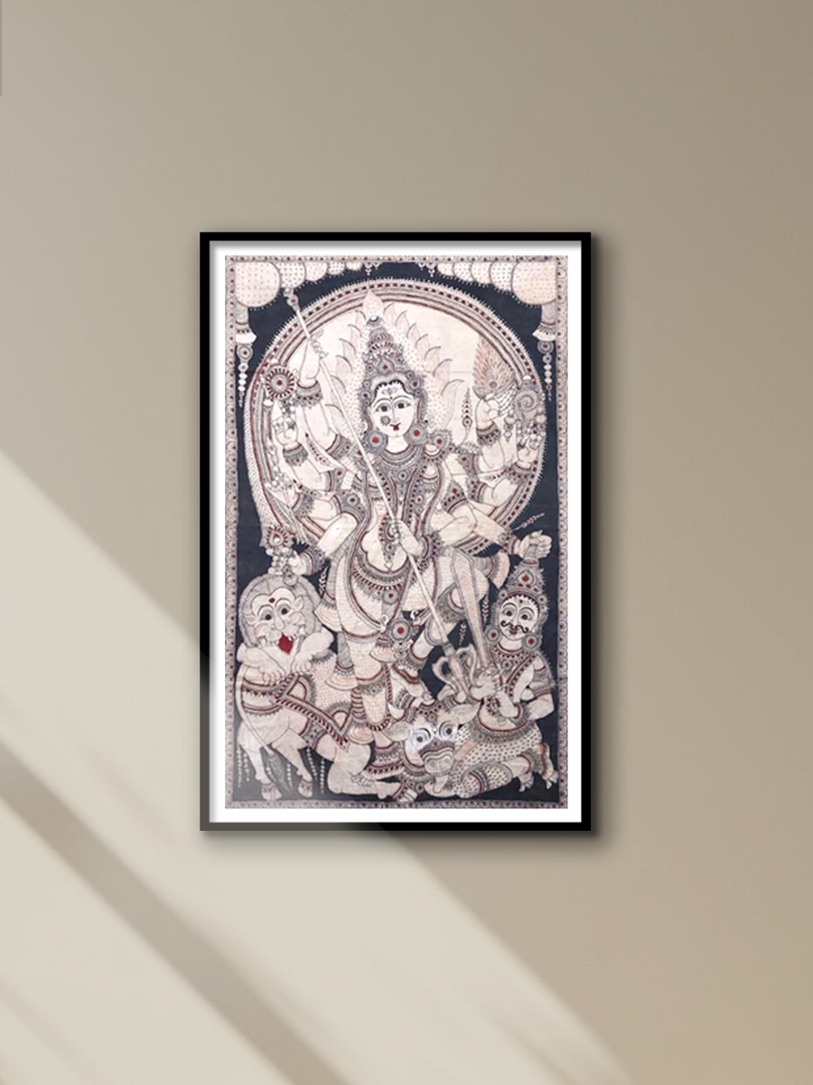 buy Majestic Maa Mahisamardini: Kalamkari painting by Sudheer