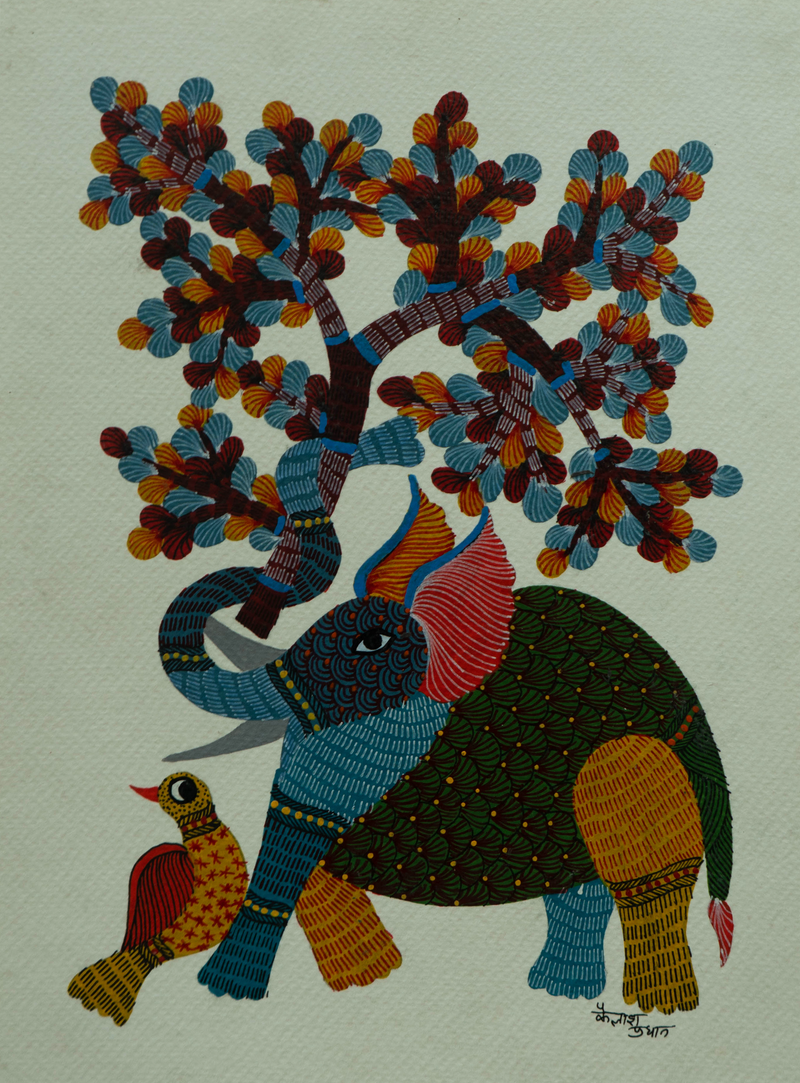 Buy Majestic Elephant in Gond by Kailash Pradhan