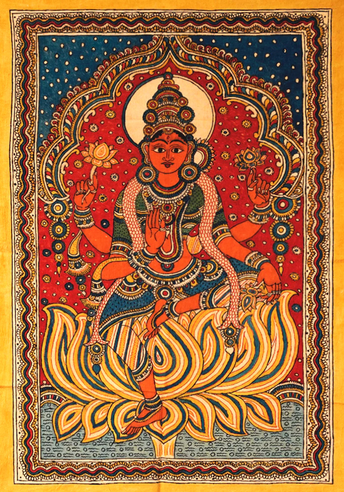 Mata Lakshmi Kalamkari Painting by Siva Reddy