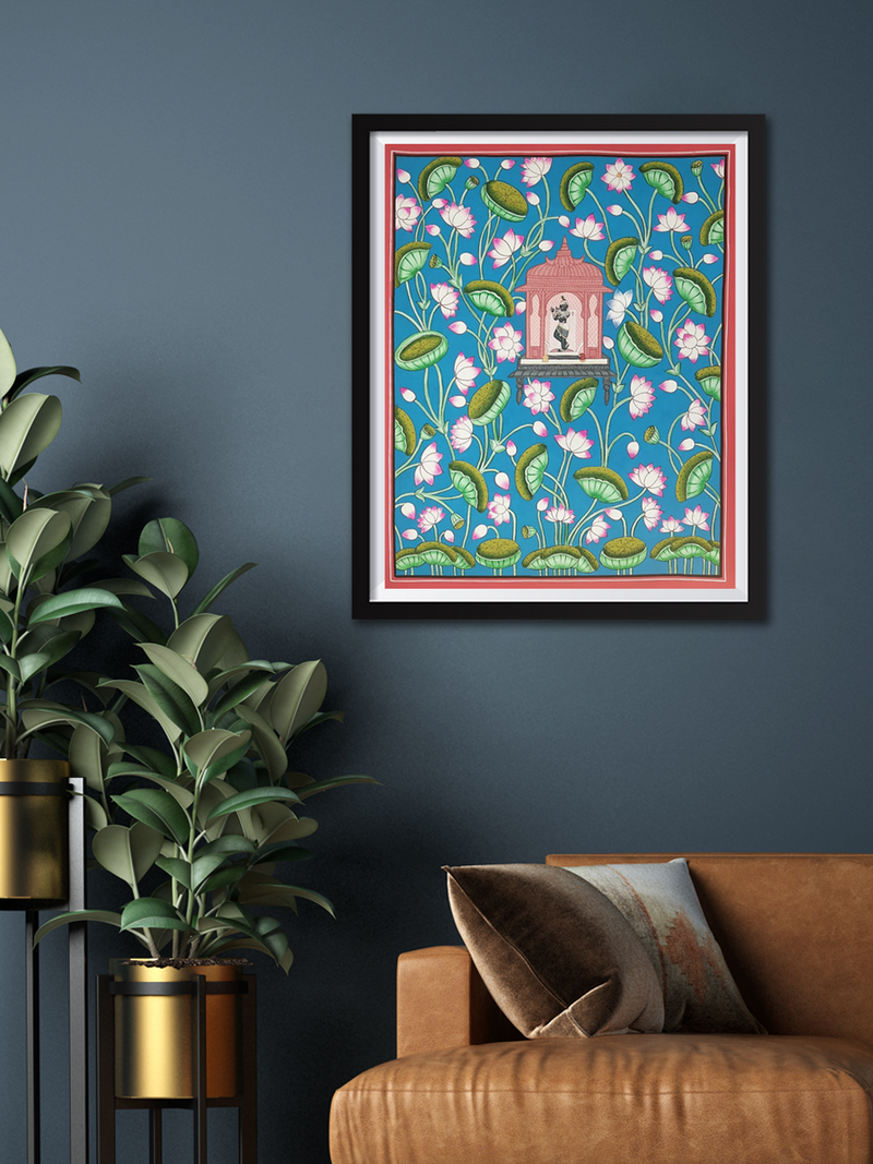 Purchase Lotuses with krishna pichwai art