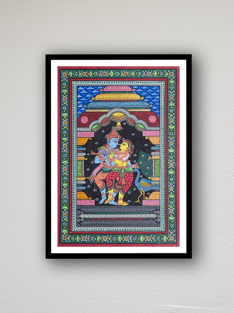 The Delightful Colorful Radha Krishna at Mandapa Pattachitra Painting available in shop for purchase.