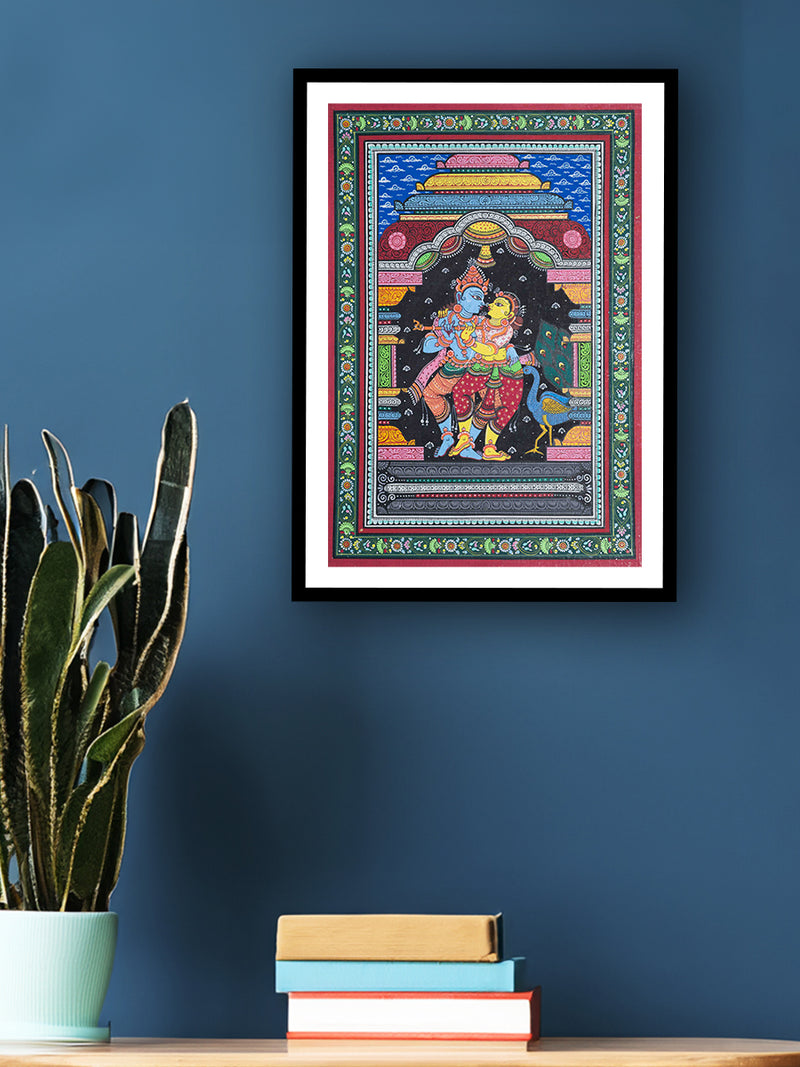 The Delightful Colorful Radha Krishna at Mandapa Pattachitra Painting on sale at the shop.