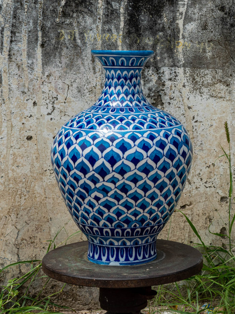 Midnight Lustre: The Enigmatic Pot of Cosmic Allure, Blue Pottery By Gopal Lal Kharol