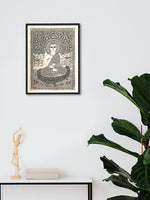 Monochromatic Buddha, Madhubani for sale