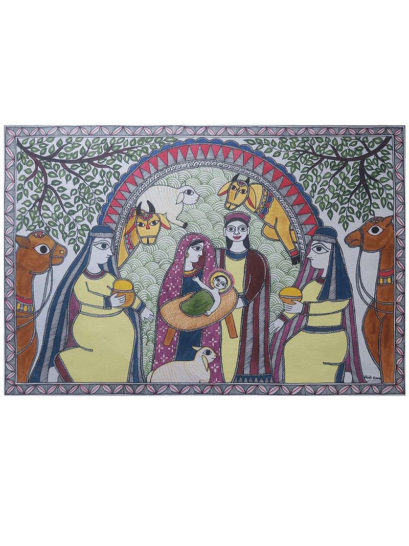 Shop for Mother Mary and Jesus in Madhubani painting by Priti Karn