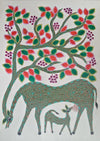 Buy Mother's Care: Deer and Her Baby in Bhil Painting by Geeta Bariya