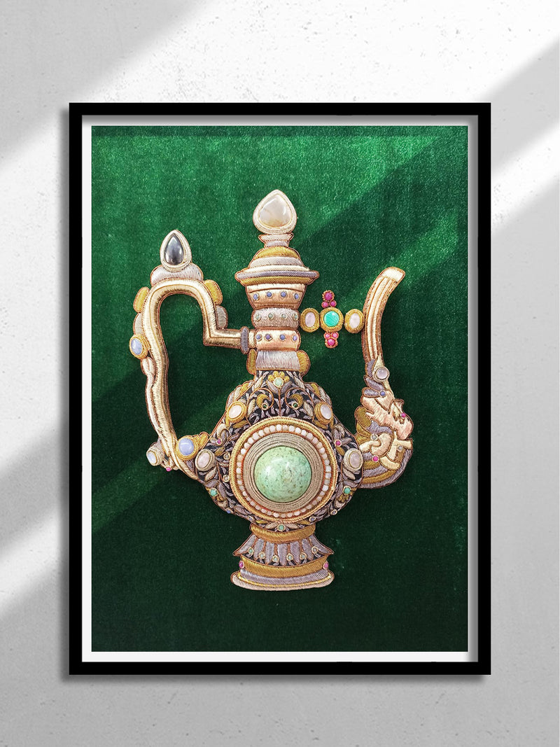 Mughal Pitcher pattern with integrated gems: Zari Zardozi Work by Mohd. Bilal