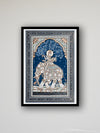 The exquisite Lord Krishna on Kandarpa Hasti Pattachitra Painting is available for purchase in our shop.