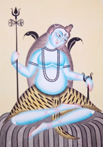 Buy Mystical Blessings of Lord Shiva:Kalighat painting by Hasir Chitrakar