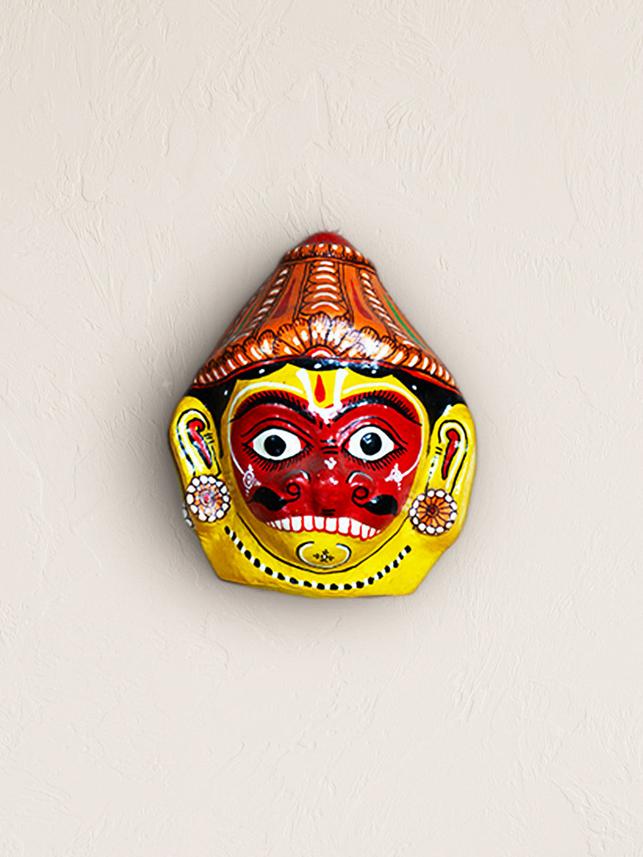 Mythical Reverence: The Paper Mache Kagaj Mukha Hanuman's Face Paper Mache by Keshab Maharana