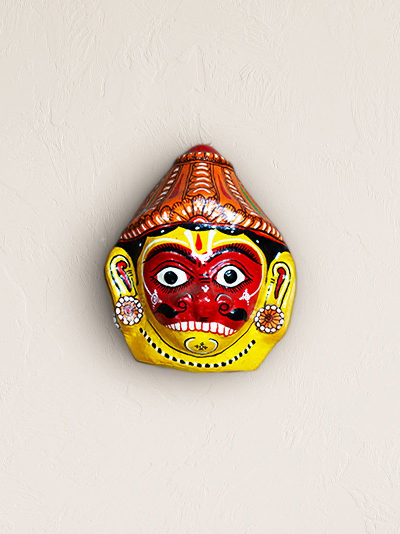 Mythical Reverence: The Paper Mache Kagaj Mukha Hanuman's Face Paper Mache by Keshab Maharana