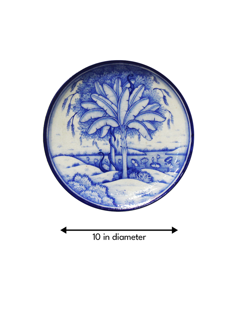 Natural Landscape In Blue Pottery Plate