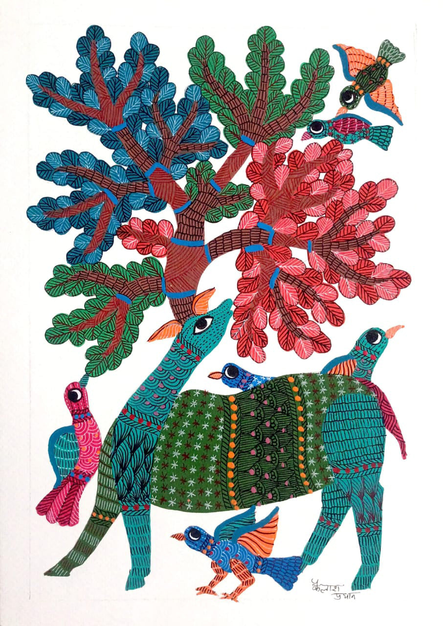 buy Nature's Ballet: Gond Art by Kailash Pradhan