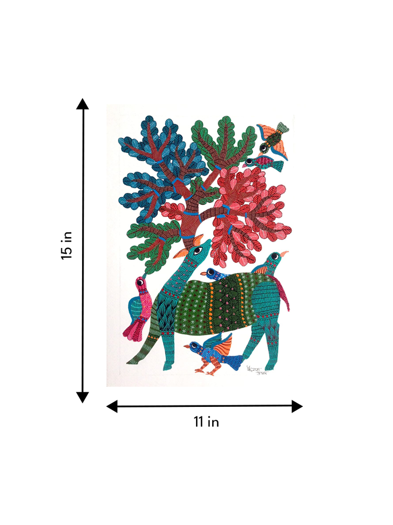 Nature's Ballet: Gond Art by Kailash Pradhan