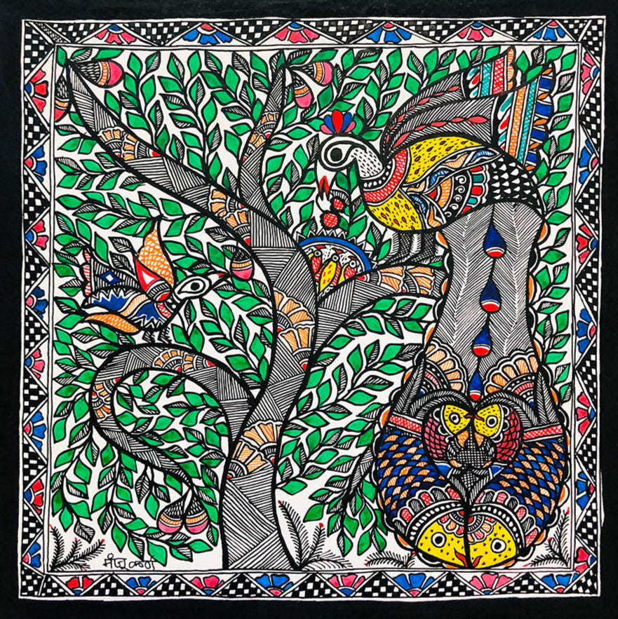 Buy Nature's Concoction  Vibrancy of Madhubani Art, Madhubani Painting by Ambika Devi