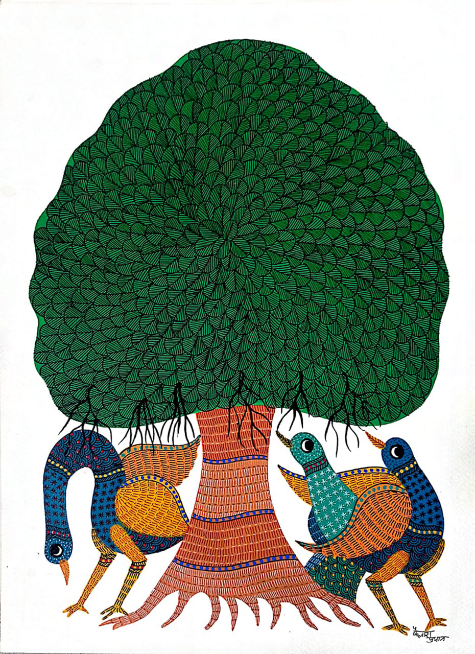 Buy Nature’s Elegance: Gond Art by Kailash Pradhan 