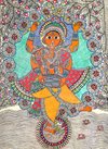 Shop Nritya Ganesha (Dancing Ganesha), Madhubani by Ambika devi