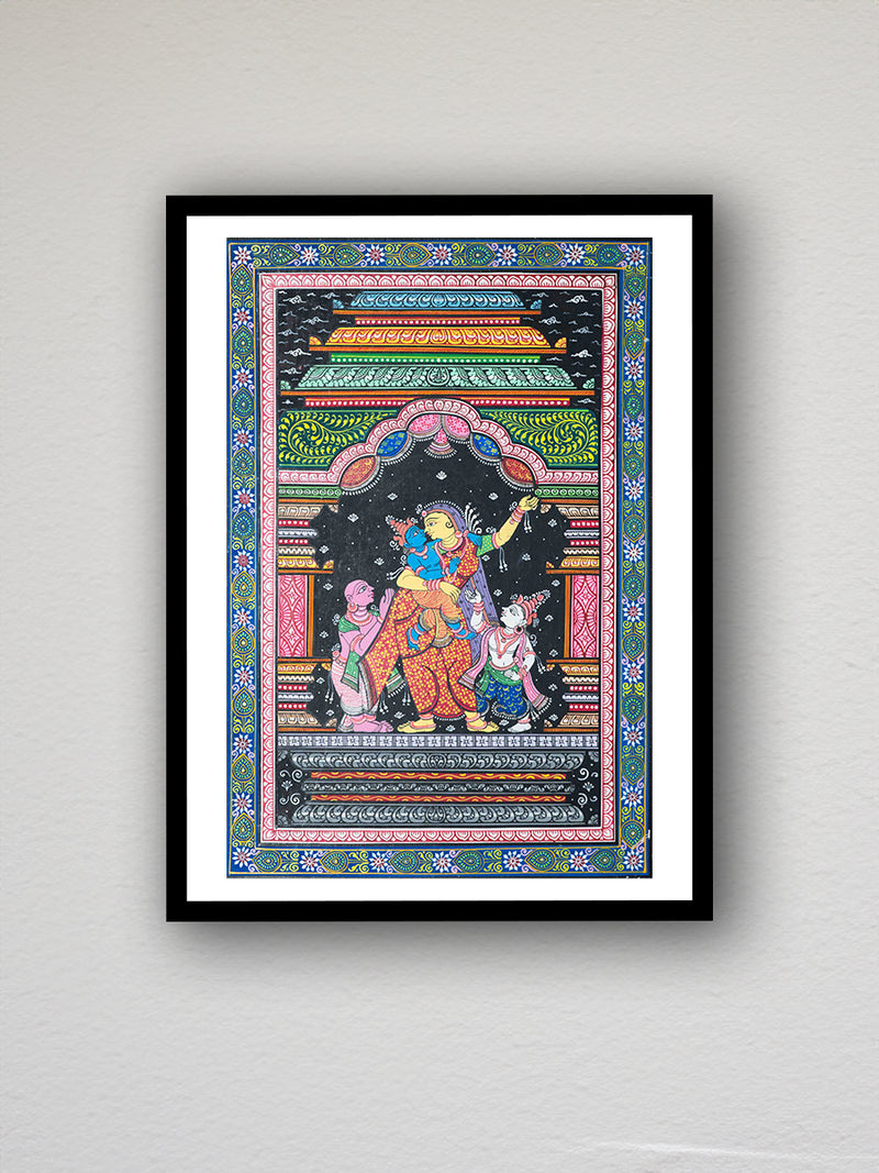 Nurturing Devotion: Divinity in Pattachitra's Art Pattachitra Painting on a canvas by Apindra Swain for sale