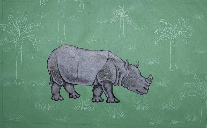 buy One-Horned Rhino in Assamese Painting