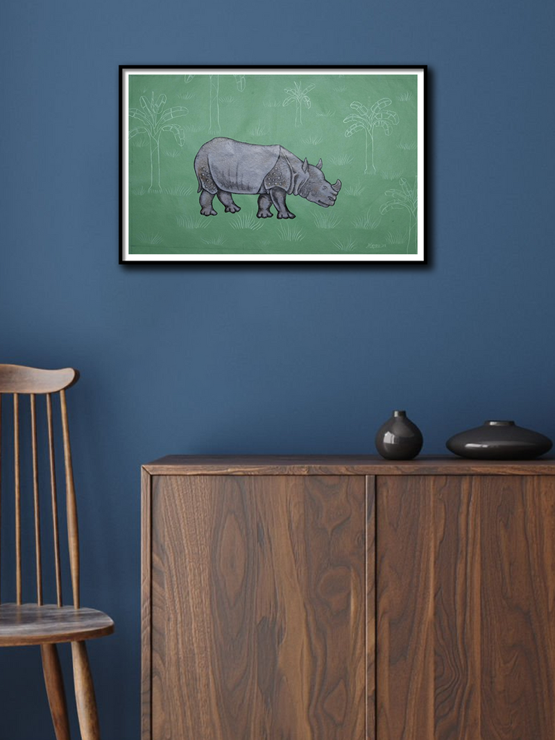 One-Horned Rhino in Assamese Painting