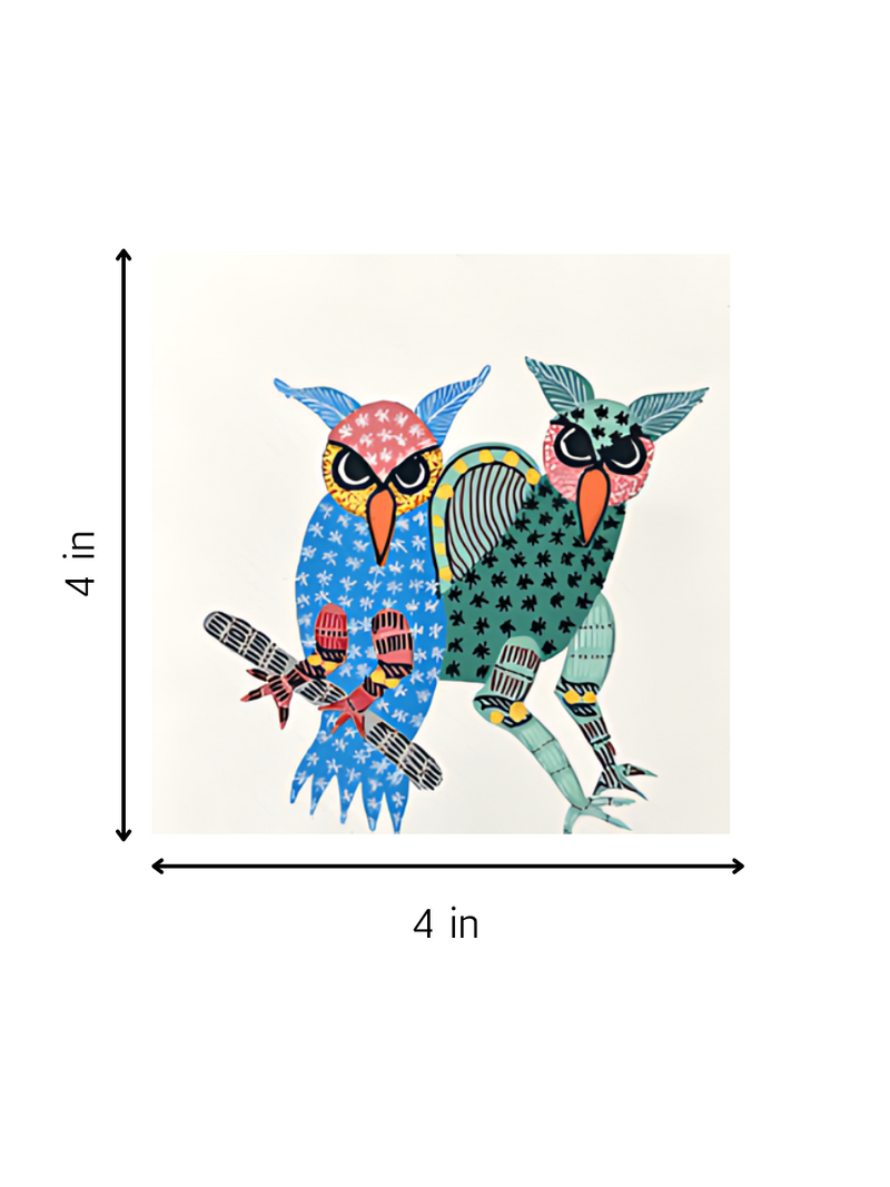 Owls In Gond by Kailash Pradhan for sale