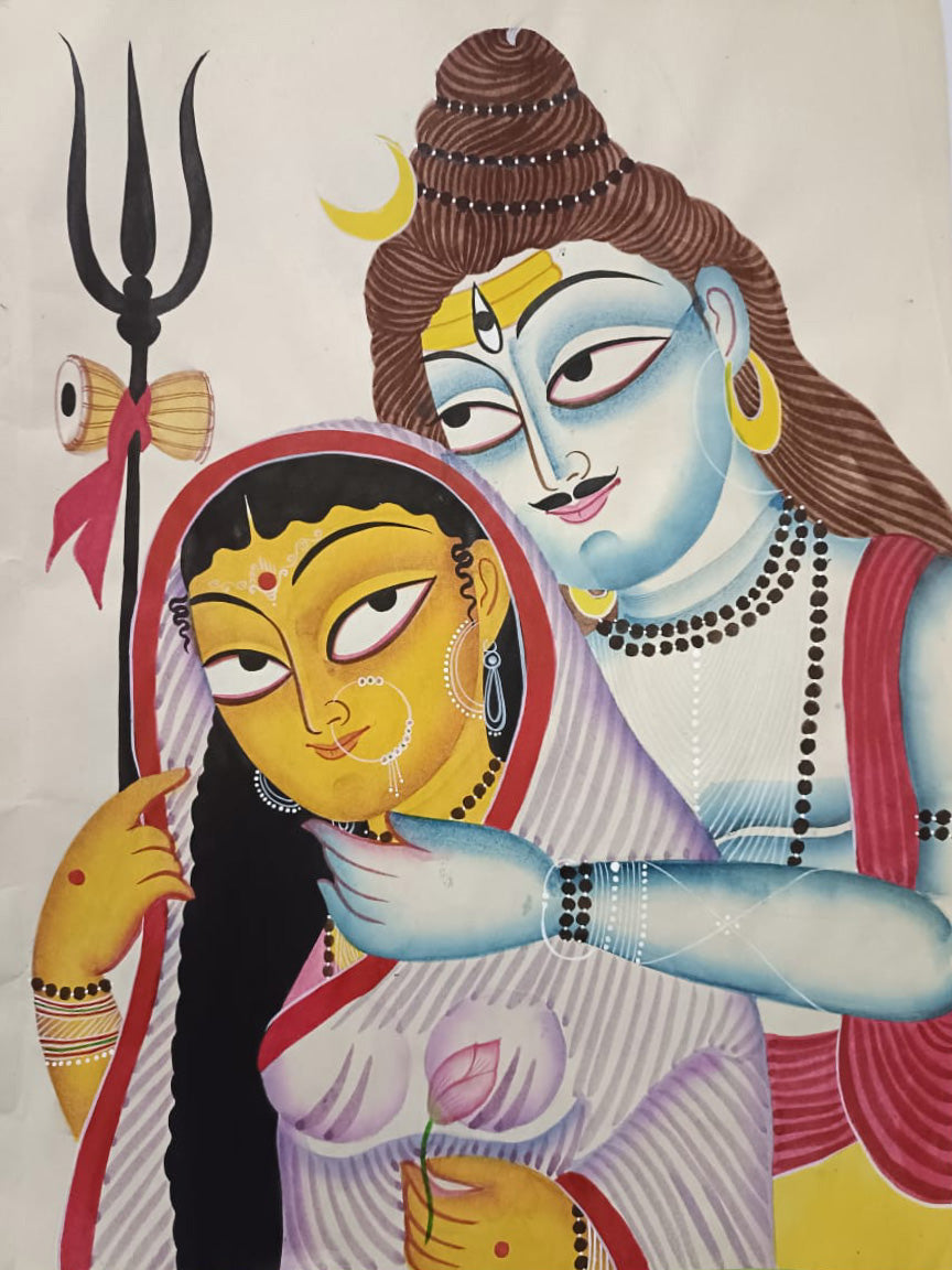 Shiv Parvati In Kalighat by Anwar Chitrakar