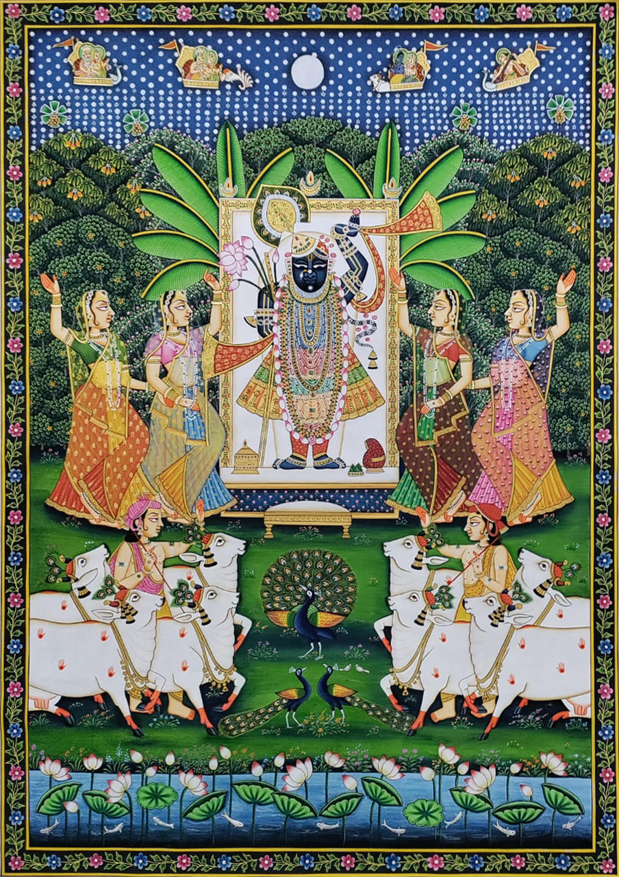 Sharad Purnima with Shrinath ji: Pichwai Art by Dinesh Soni