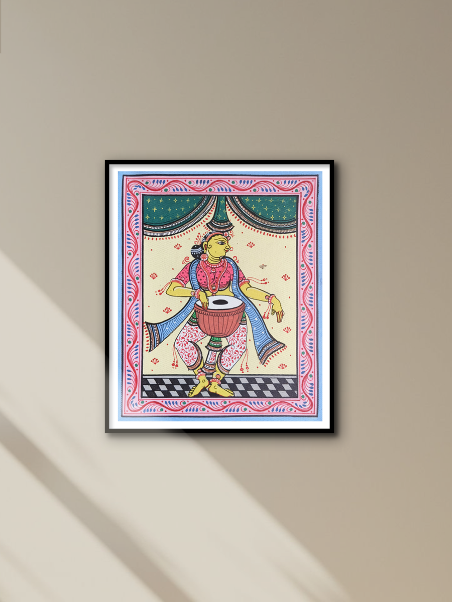 Shop Woman with Drum in Pattachitra by Apindra Swain