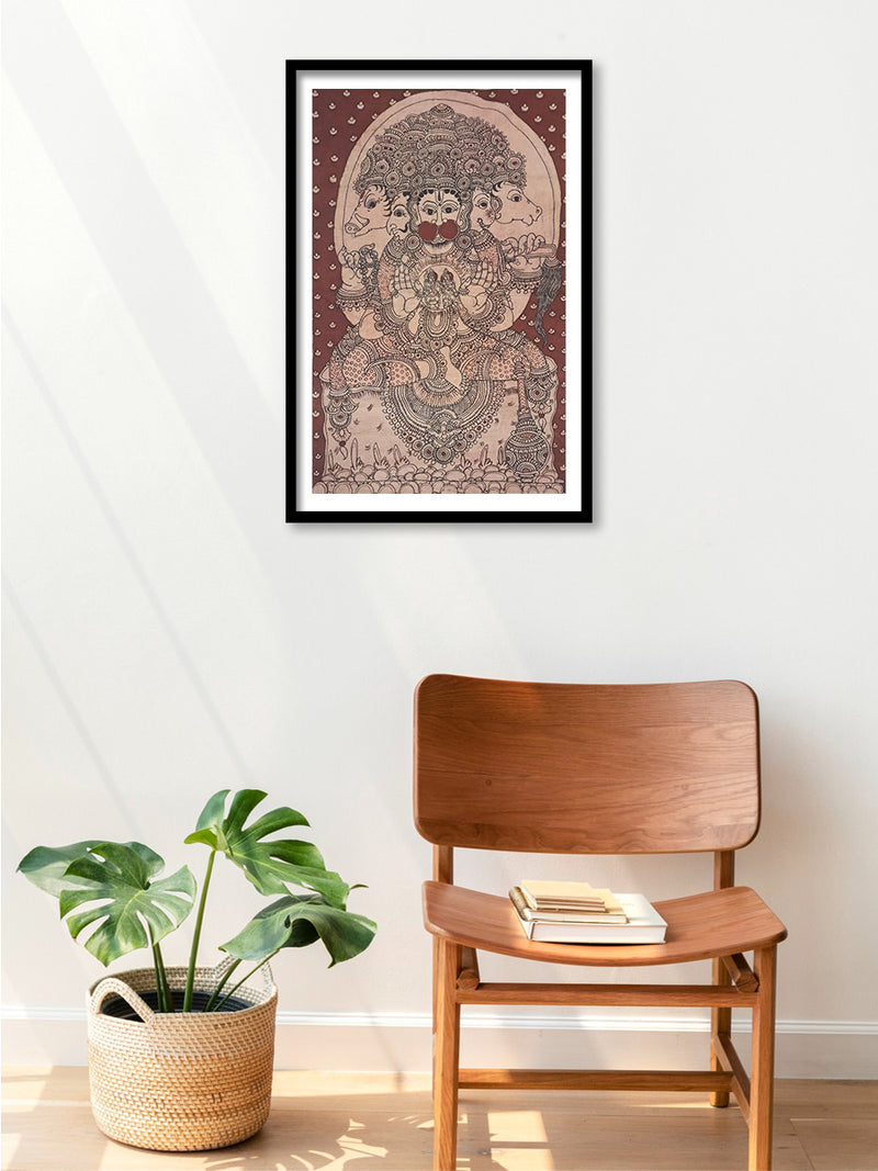 Panchmukhi Hanuman: Kalamkari by Sudheer