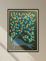  Shop Peacock amidst a Woodland Bhil Painting by Geeta Bariya