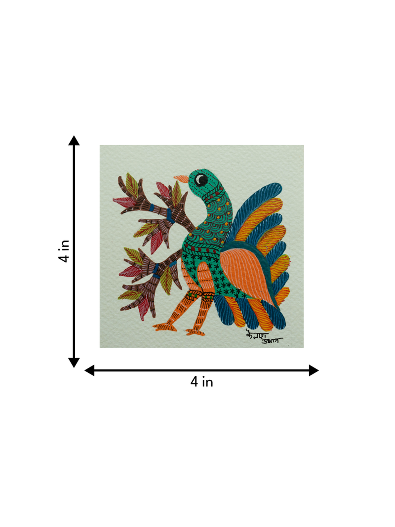 Peacock in Gond by Kailash Pradhan for sale