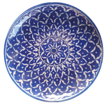 Buy Petal and leaf pattern on plate in Blue pottery