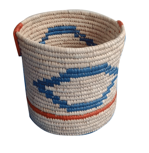 Buy Planter with blue diamond hues in Sabari Grass Work by Dipali Mura