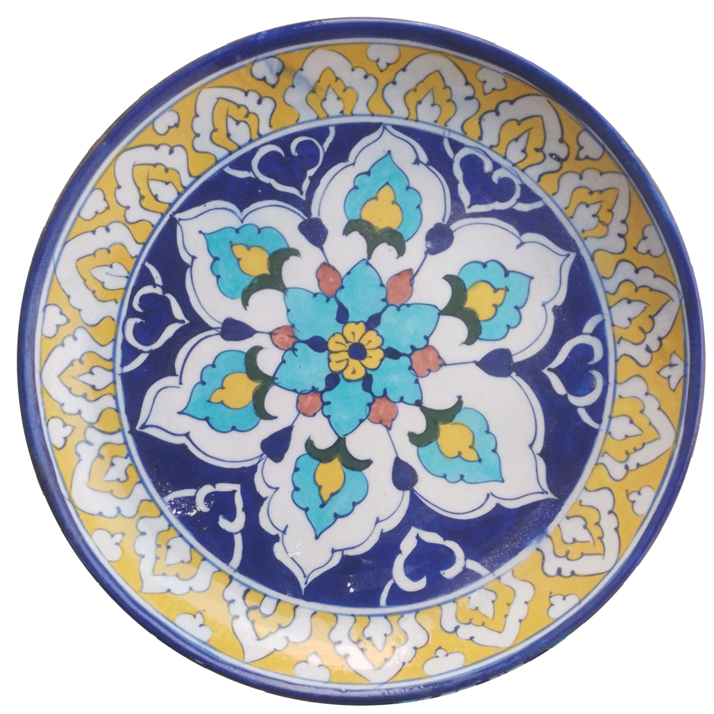 Buy Plate in Floral pattern In blue pottery