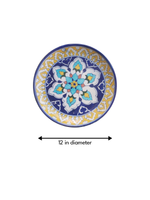 Plate in Floral pattern In blue pottery