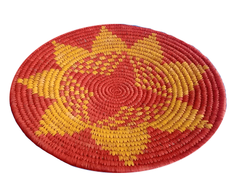 Buy Plate woven in Orange and yellow Sabari Grass Work by Dipali Mura